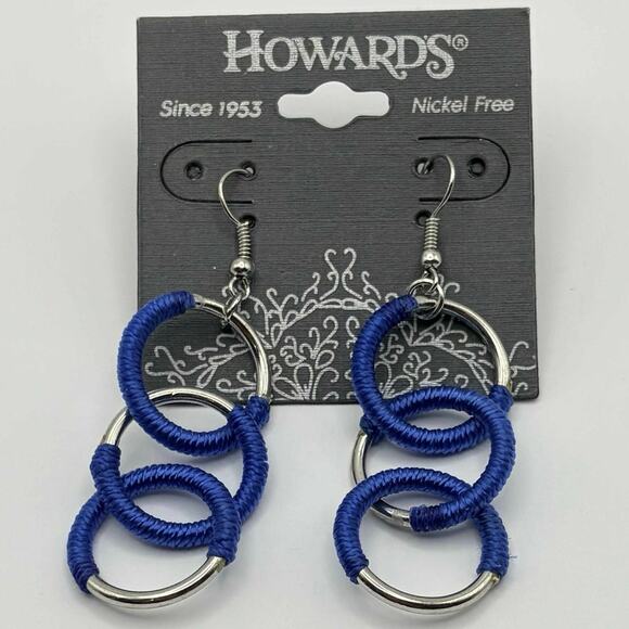 Blue Triple Hoop Drops - Picture 1 of 3